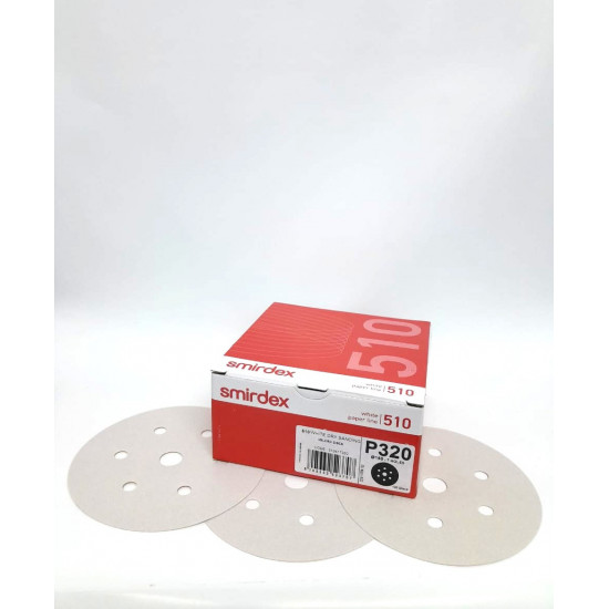 WHITE DRY SANDING VELCRO DISC P320 150MM