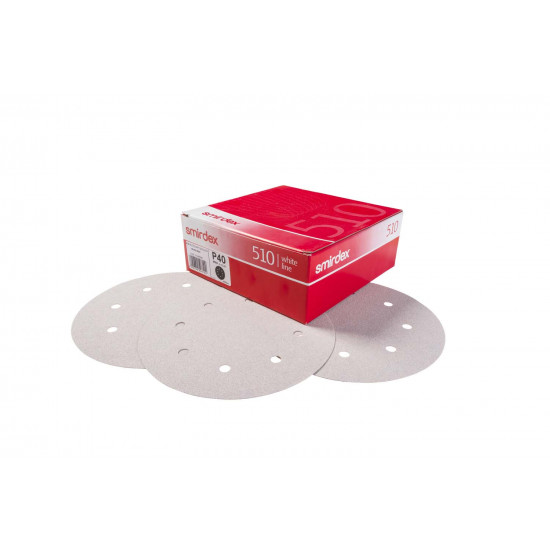 WHITE DRY SANDING VELCRO DISC P40 150MM 
